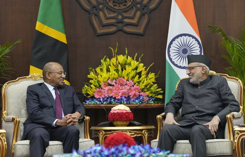 President of Zanzibar Dr Hussein Ali Mwinyi (left) in talks with the Vice President of India in New Delhi, 19 July 2026.